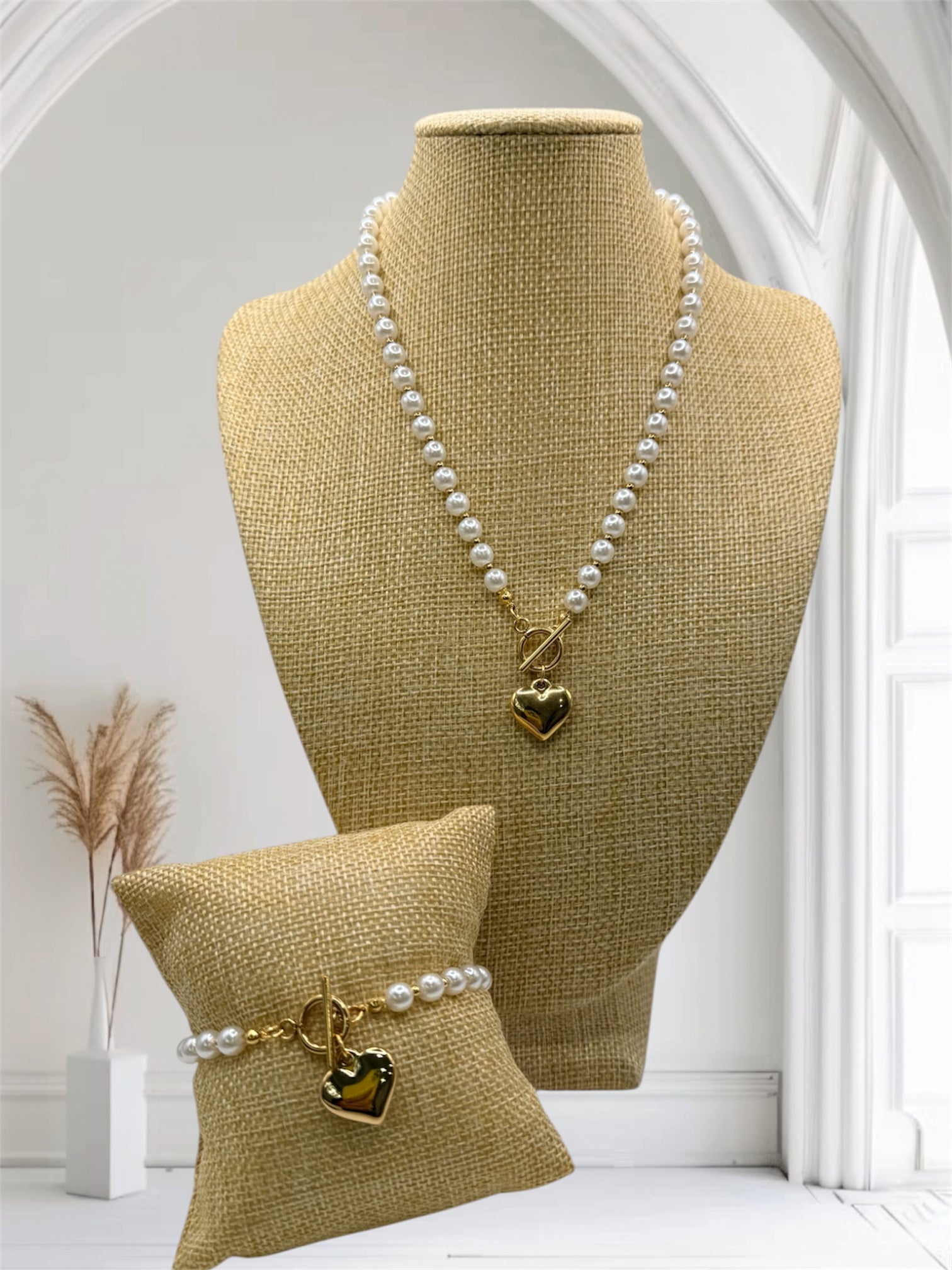 ✨ Set de Perlas con Corazón Dorado ✨